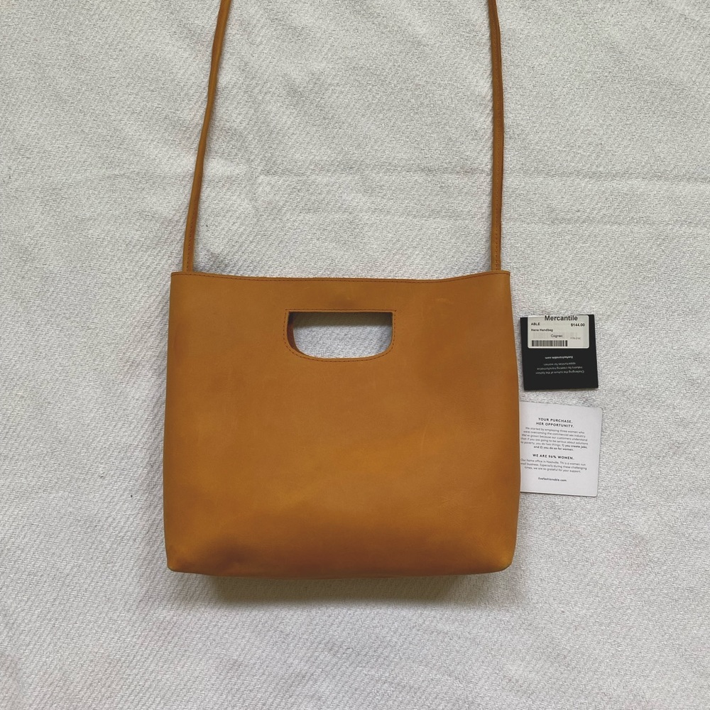 ABLE Hana Handbag in Cognac Leather Crossbody